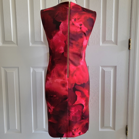 DKNY Sleevless Floral Fuchsia Sheath Dress Women's Size 4 - Picture 6 of 14